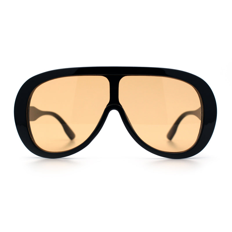 Bold Oversized Shield Thick Plastic Retro Racer Fashion Sunglasses