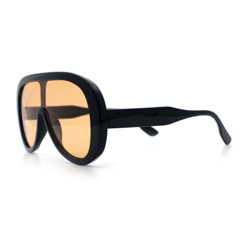 Bold Oversized Shield Thick Plastic Retro Racer Fashion Sunglasses