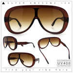 Bold Oversized Shield Thick Plastic Retro Racer Fashion Sunglasses