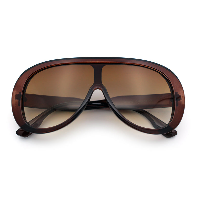 Bold Oversized Shield Thick Plastic Retro Racer Fashion Sunglasses