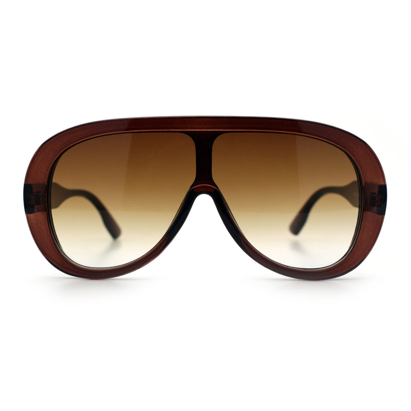 Bold Oversized Shield Thick Plastic Retro Racer Fashion Sunglasses