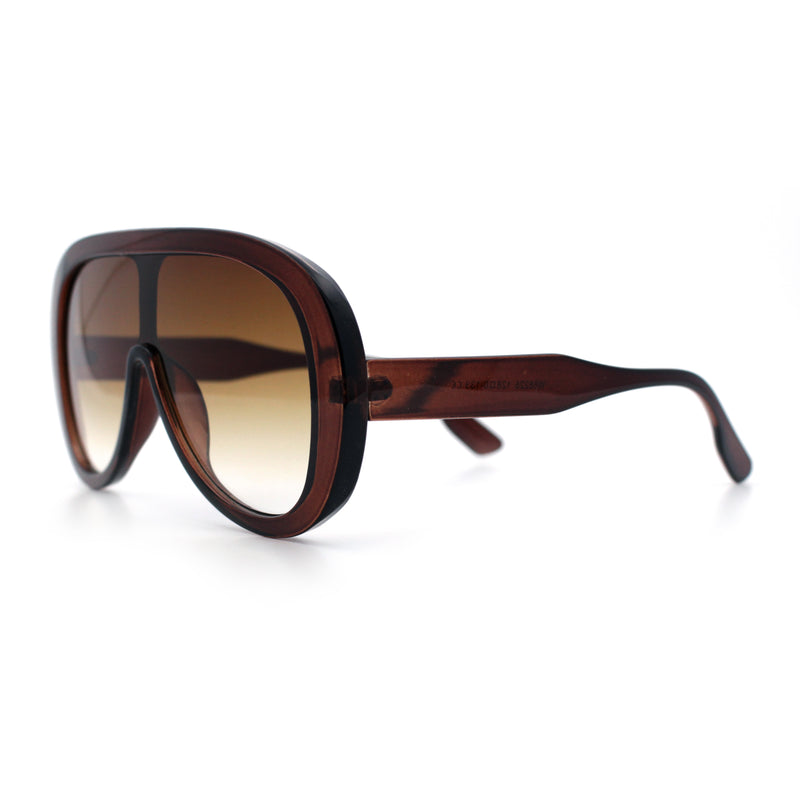 Bold Oversized Shield Thick Plastic Retro Racer Fashion Sunglasses