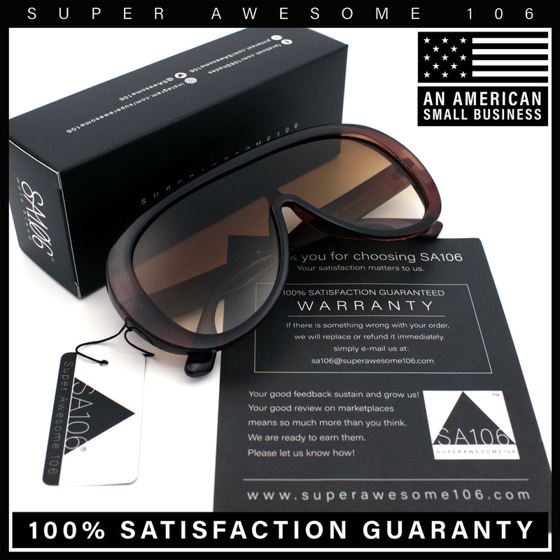 Bold Oversized Shield Thick Plastic Retro Racer Fashion Sunglasses
