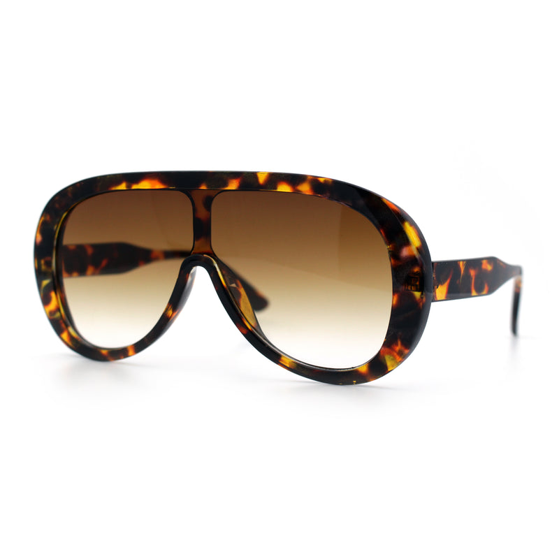 Bold Oversized Shield Thick Plastic Retro Racer Fashion Sunglasses