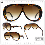 Bold Oversized Shield Thick Plastic Retro Racer Fashion Sunglasses