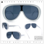 Bold Oversized Shield Thick Plastic Retro Racer Fashion Sunglasses