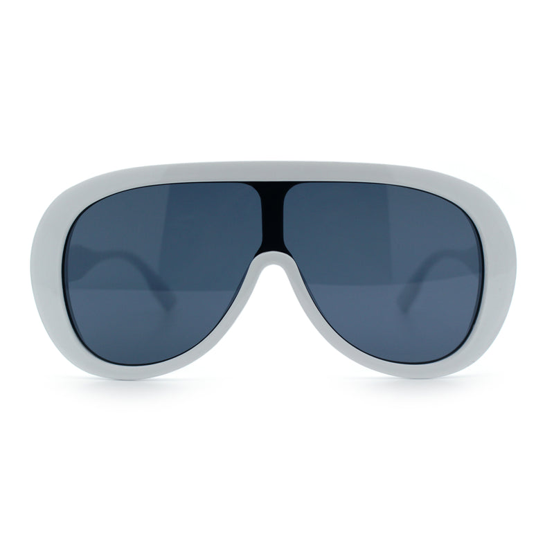 Bold Oversized Shield Thick Plastic Retro Racer Fashion Sunglasses