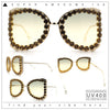 Womens Large Rhinestone Show Light Rim Trim Metal Rim Butterfly Sunglasses