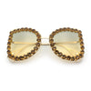Womens Large Rhinestone Show Light Rim Trim Metal Rim Butterfly Sunglasses