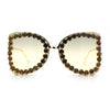 Womens Large Rhinestone Show Light Rim Trim Metal Rim Butterfly Sunglasses