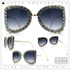 Womens Large Rhinestone Show Light Rim Trim Metal Rim Butterfly Sunglasses