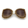 Womens Large Rhinestone Show Light Rim Trim Metal Rim Butterfly Sunglasses