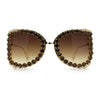 Womens Large Rhinestone Show Light Rim Trim Metal Rim Butterfly Sunglasses