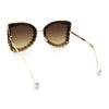 Womens Large Rhinestone Show Light Rim Trim Metal Rim Butterfly Sunglasses
