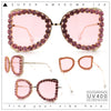 Womens Large Rhinestone Show Light Rim Trim Metal Rim Butterfly Sunglasses