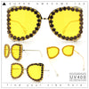 Womens Large Rhinestone Show Light Rim Trim Metal Rim Butterfly Sunglasses