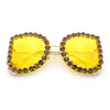 Womens Large Rhinestone Show Light Rim Trim Metal Rim Butterfly Sunglasses