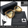 Womens Large Rhinestone Show Light Rim Trim Metal Rim Butterfly Sunglasses
