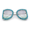 Womens Large Rhinestone Show Light Rim Trim Metal Rim Butterfly Sunglasses