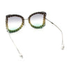 Womens Large Rhinestone Show Light Rim Trim Metal Rim Butterfly Sunglasses