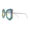 Womens Large Rhinestone Show Light Rim Trim Metal Rim Butterfly Sunglasses