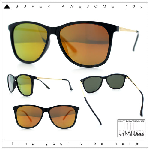 Mens Color Mirror Polarized Gentlemanly Classy Horn Rim Snazzy Sunglasses