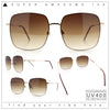 Womens Rectangle Exposed Lens Edge Thin Metal Rim Designer Fashion Sunglasses
