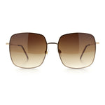 Womens Rectangle Exposed Lens Edge Thin Metal Rim Designer Fashion Sunglasses