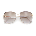 Womens Rectangle Exposed Lens Edge Thin Metal Rim Designer Fashion Sunglasses
