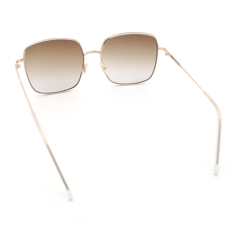 Womens Rectangle Exposed Lens Edge Thin Metal Rim Designer Fashion Sunglasses