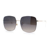 Womens Rectangle Exposed Lens Edge Thin Metal Rim Designer Fashion Sunglasses