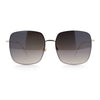 Womens Rectangle Exposed Lens Edge Thin Metal Rim Designer Fashion Sunglasses