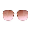 Womens Rectangle Exposed Lens Edge Thin Metal Rim Designer Fashion Sunglasses