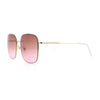 Womens Rectangle Exposed Lens Edge Thin Metal Rim Designer Fashion Sunglasses