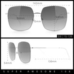 Womens Rectangle Exposed Lens Edge Thin Metal Rim Designer Fashion Sunglasses