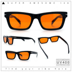 Mens Classic Narrow Rectangle Horn Rim Hipster Hustler Dad Shade Sunglasses