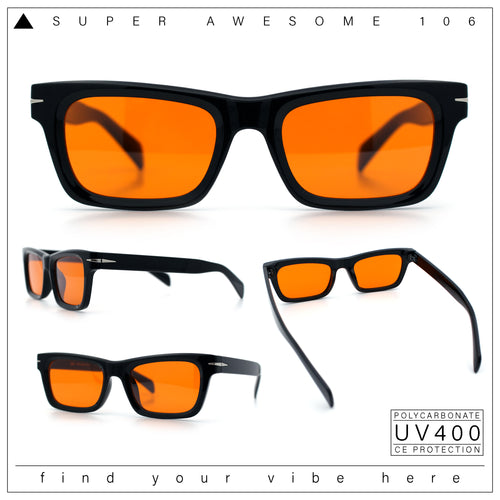 Mens Classic Narrow Rectangle Horn Rim Hipster Hustler Dad Shade Sunglasses