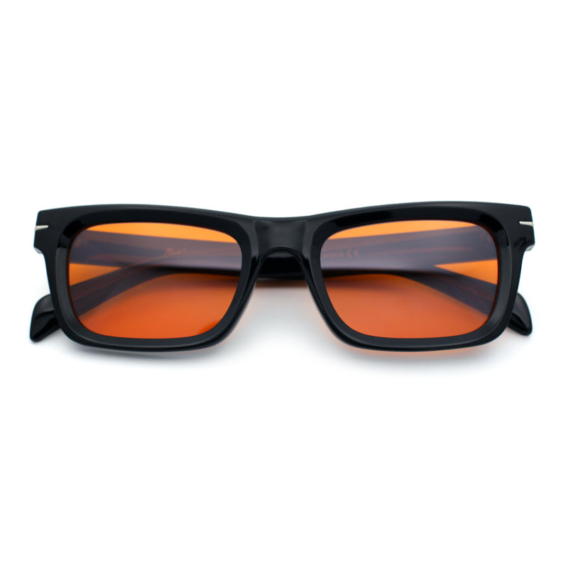 Mens Classic Narrow Rectangle Horn Rim Hipster Hustler Dad Shade Sunglasses
