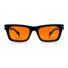 Mens Classic Narrow Rectangle Horn Rim Hipster Hustler Dad Shade Sunglasses