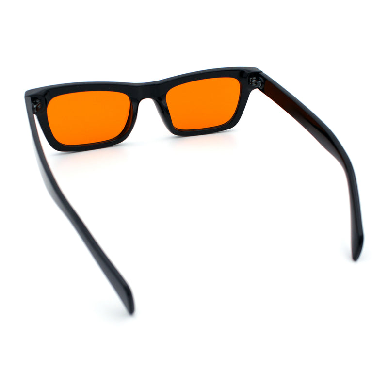 Mens Classic Narrow Rectangle Horn Rim Hipster Hustler Dad Shade Sunglasses