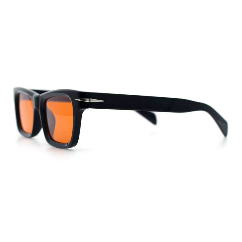 Mens Classic Narrow Rectangle Horn Rim Hipster Hustler Dad Shade Sunglasses