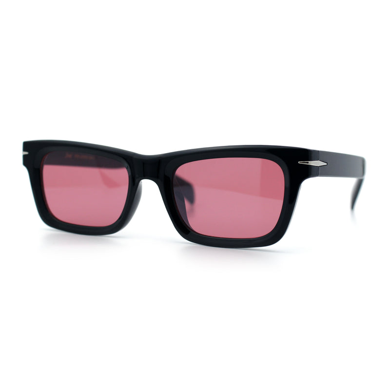 Mens Classic Narrow Rectangle Horn Rim Hipster Hustler Dad Shade Sunglasses