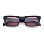 Mens Classic Narrow Rectangle Horn Rim Hipster Hustler Dad Shade Sunglasses