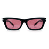 Mens Classic Narrow Rectangle Horn Rim Hipster Hustler Dad Shade Sunglasses