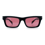 Mens Classic Narrow Rectangle Horn Rim Hipster Hustler Dad Shade Sunglasses