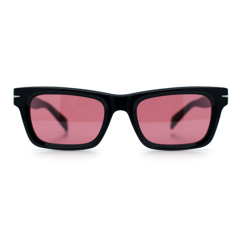 Mens Classic Narrow Rectangle Horn Rim Hipster Hustler Dad Shade Sunglasses