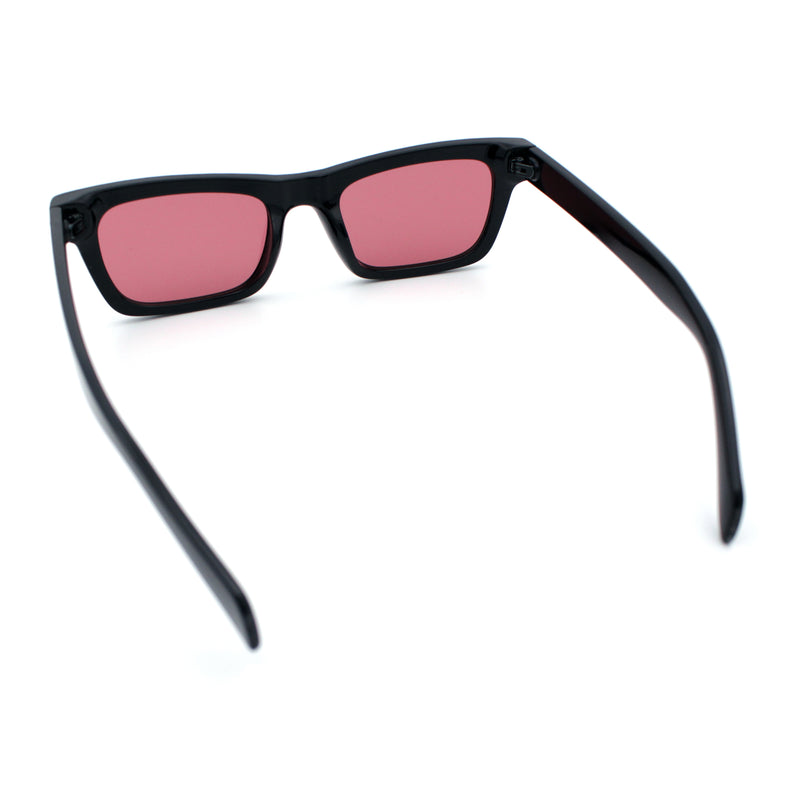 Mens Classic Narrow Rectangle Horn Rim Hipster Hustler Dad Shade Sunglasses