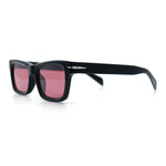 Mens Classic Narrow Rectangle Horn Rim Hipster Hustler Dad Shade Sunglasses