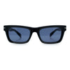 Mens Classic Narrow Rectangle Horn Rim Hipster Hustler Dad Shade Sunglasses