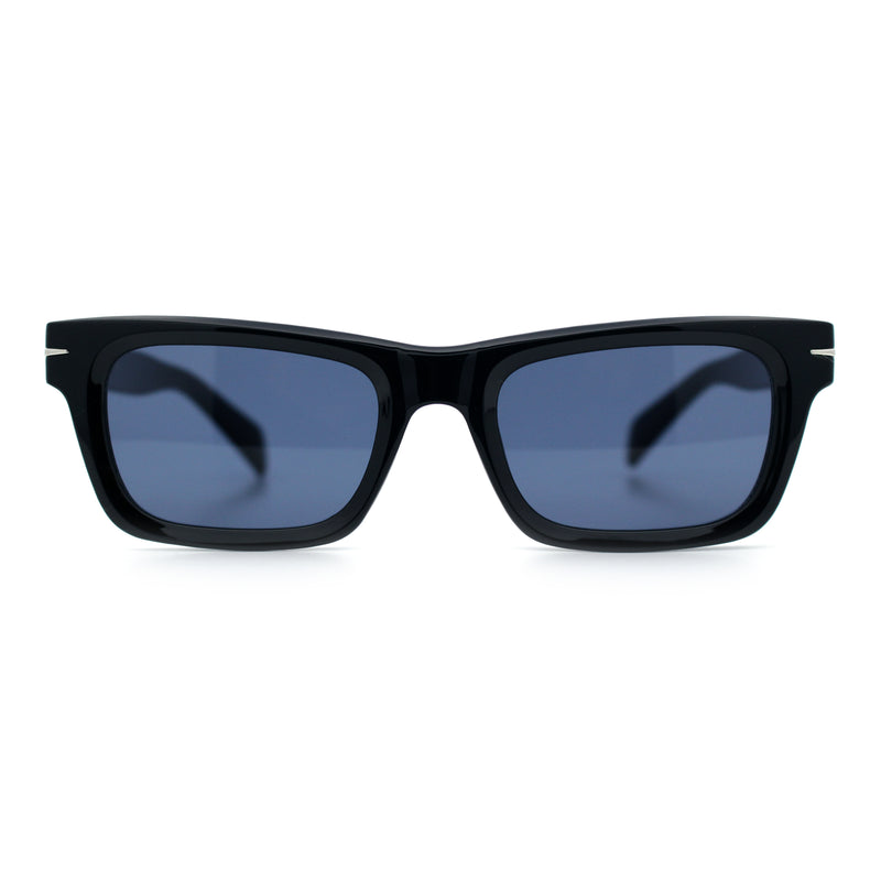 Mens Classic Narrow Rectangle Horn Rim Hipster Hustler Dad Shade Sunglasses